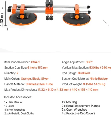 Obrázek produktu pro Přísavka na švy, 6 palců, odolná konstrukce, 2 balení