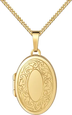 Produktbild von Amulett Medaillon 750 Gold oval Anhänger zum Öffnen für 2 Bilder Goldanhänger  + Kette 45 cm