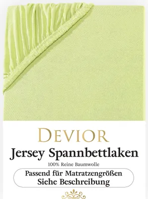 Produktbild von Devior Jersey Spannbettlaken 180x200 - 200x220 apfelgrün Bettlaken 100% Baumwolle für Boxspringbett und Wasserbett
