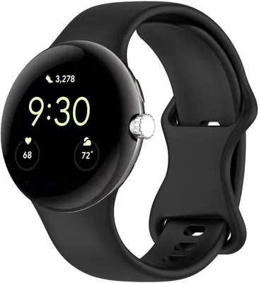 Produktbild von Stravo Silikon-Uhrenarmband – Weich & sportlich, wasserabweisend – Passend für Google Pixel Watch 2/3/4 – 45 mm – Schwarz