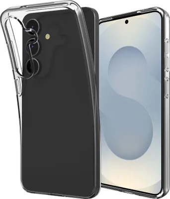 A transparent phone case is shown on a black smartphone.