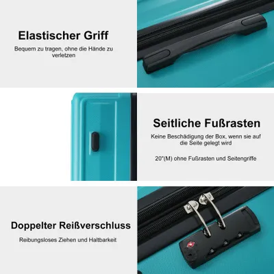 Produktbild von AIORBER Koffer, 4 Rollen, Netztaschen, höhenverstellbare Teleskopstange, viel Stauraum,TSA-Zollschloss,für Reisen, Geschäftsreisen, 36x23x56cm, Grün