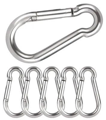 Zdjęcie produktu dla Zestaw haczyków karabińskich, 6 sztuk, 8 x 80 mm, ocynkowane, do breloczków