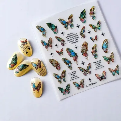 Produktbild von 3D Nagelsticker Selbstklebend Konvexe Muster SCHMETTERLINGE