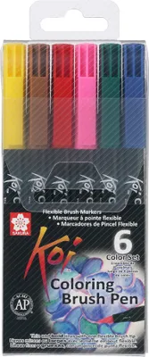 Productafbeelding van SAKURA XBR6B1 SAKURA Pinselpen, Koi-verfset, 6 stuks, basiskleuren