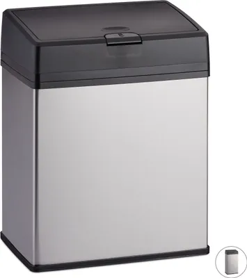 Produktbild von Relaxdays Kosmetikeimer Edelstahl, Mülleimer für Küche & Bad, leichtgängige Push-Funktion, Badmülleimer, 3 Liter, silber