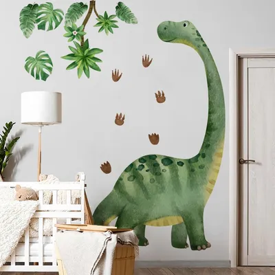 Produktbild von Muursticker "Große Dinosaurier" – Wasserfarben-Dinosaurier-Fußabdrücke – Neutrale Wandsticker – Dekoration für Babyzimmer – Abnehmbar – Selbstklebend – Wanddekoration