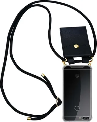 Produktbild von Cadorabo Hülle für Huawei P SMART 2018 / Enjoy 7S Schutzhülle in Schwarz Handy Kette Silikon Kordel abnehmbares Etui