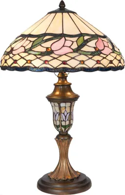 Produktbild von Clayre & Eef Tiffany Tischlampe Ø 40x60 cm Beige Rosa Glas Blume