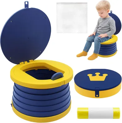 Image de Pot de toilette pliable pour enfants - Pot de toilette pour les déplacements - Pliable - Toilette de voyage pour enfants - Avec sac de rangement - Pour garçons et filles - Idéal pour les voyages