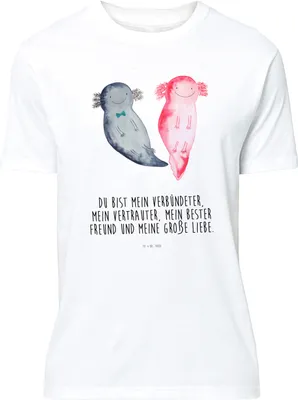 Produktbild von Mr. & Mrs. Panda Tshirt Axolotl Freundin - Weiß - Geschenk, Lurch, Valentinstag, Basic-Shirt, S T-Shirt, Liebe, Shirt, Jersey-Shirt