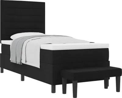 Zdjęcie produktu dla Łóżko sprężynowe z poduszką Czarny 90 x 200 cm tkanina
