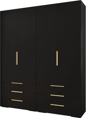 Produktbild von MEBLE KRYSPOL Inova 1 Möbelset Garderobe, 236,7x200x47cm - Schwarz, Gold