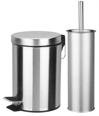 Produktbild von Badezimmerset 2-teilig - Treteimer 3 Liter - Toilettenburste - Edelstahl