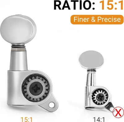 Obrázok produktu pre LUCKDANO Tuning Button Pegs Machine Heads Set Replacement, Oval Button Buttons Buttons Oval Button Tuning Machines Grover Machine Heads Sealed Cord Tuning Pegs Grover Machine Heads (3