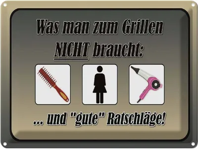 Produktbild von vianmo Blechschild 30x40 cm was zum Grillen nicht braucht Spruch Zitat