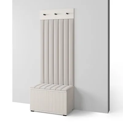 Produktbild von Garderoben-Set Ritmo version 6 mit Schuhregal und Polsterplatten, Ideal für Flur und Eingangsbereich (Cashmere, Trinity 01)