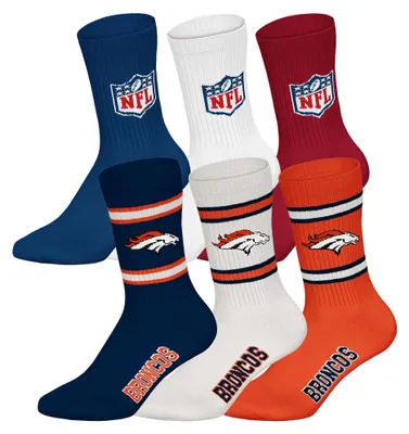 Produktbild von NFL Uni Socken, 6er Pack - NFL Teams, 6Pack Crew Socks, Football, Logo, Baumwollmischung Denver Broncos/Mix 39-42