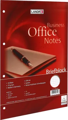 Produktbild von Briefblock Office A4 50 Blatt 70 g/qm 4-fach gelocht kariert Packung mit 10 Stück