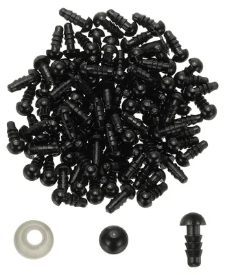 Productafbeelding van Kunststof veiligheidsogen - 6 mm diameter - set van 150 stuks - zwart