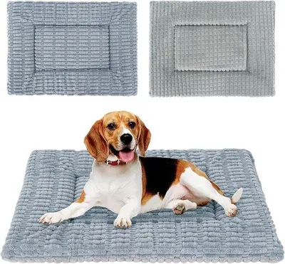 Produktbild von Hundebett 90 x 70 cm - Doppelseite reversibel - Weiches Plüsch - Waschbares Hundekastenkissen
