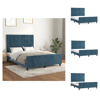 Produktbild von vidaXL Bettgestell mit Kopfteil Dunkelblau 140x200 cm Samt -  Betten & Bettgestelle