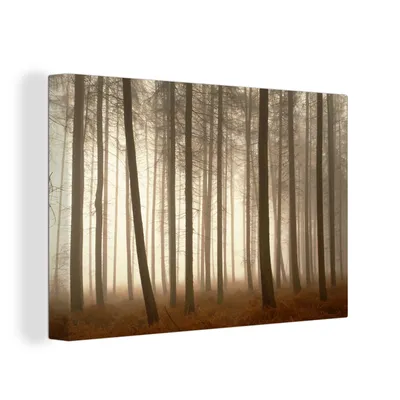 Produktbild von OneMillionCanvasses® - Leinwandbilder - 150x100 cm, Wald - Nebel - Baum, Wandbilder Kunstdruck Wanddekoration