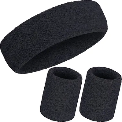 Imagen del producto de Conjunto de 3 bandas para el sudor, para la cabeza y las muñecas, de algodón, color , ideales para deportes y actividades físicas