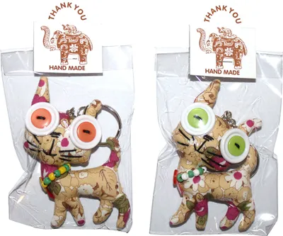 Produktbild von Tier-Anhänger mit Knopfaugen - Stolze Katze 11 - Tierpüppchen