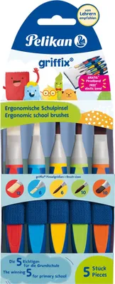 Produktbild von Pelikan griffix Schulpinsel-Starter-Set 5-teilig synthetische Borsten