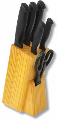 Produktbild von 7-teiliges Messerset mit Holzblock und Schere