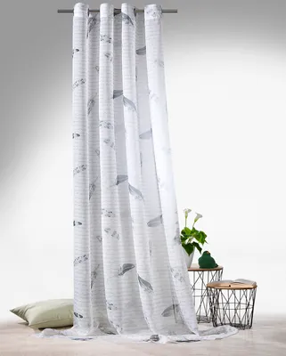 Produktbild von heimtexland ® Ösenschal Spirit Feder Schrift Vintage Deko Gardine transparent Boho Ethno Vorhang HxB 245x135 cm Typ558