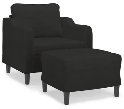 Produktbild von vidaXL Sessel mit Hocker Schwarz 60 cm Stoff