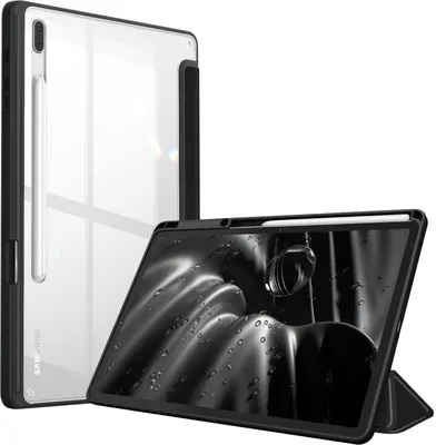 Produktbild von Fintie Hybrid Hülle für Samsung Galaxy Tab S8 Plus 2022/Tab S7 FE 2021/Tab S7 Plus 2020 12.4 Zoll - Stoßfeste Abdeckung mit Transparent Klar Hartschalen Rückseite Schutzhülle, Schwarz
