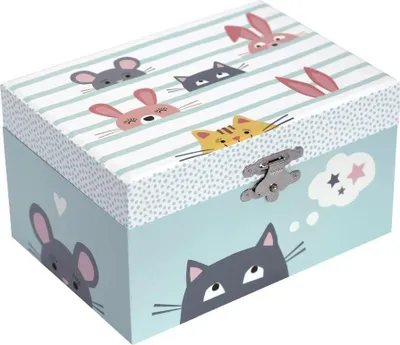 Produktbild von Phosphoreszierende Spieldose Katze - Leuchtet in der Nacht