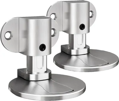 Produktbild von Set mit 2 unsichtbaren magnetischen Türstoppern, verstellbar, Montage mit 3M-Doppelklebeband oder Bohren, für verschiedene Türtypen, Bodenmontage (2, Farbe: Silber)