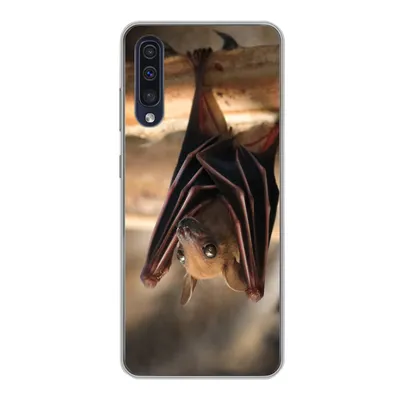 Produktbild von MuchoWow® Handyhülle Schutzhülle Hülle für Samsung Galaxy A30s Baby - Fledermaus - Holz Silikon Softcase Handy Hülle - Karteninhaber