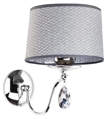 Obrázek produktu pro Nástěnná lampa EGIDA, chromově šedá, 1xE27x20W, látka, rozměry: 28x20x30 cm, IP20, Jupiter