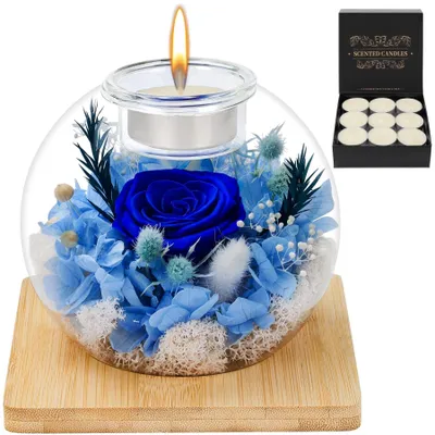Image de Coffret cadeau "Roses en verre" avec bougies parfumées, idéal pour les anniversaires et les fêtes