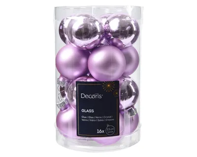 Produktbild von Set mit 16 Christbaumkugeln aus Glas 3,5cm Lila glänzend matt