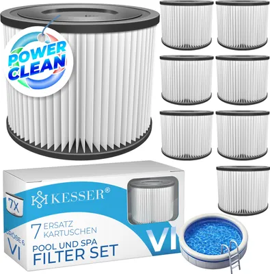 Produktbild von KESSER® 7x Filterkartuschen Ersatzfilter für Whirlpool & SPA Filter Größe 6 Poolfilter Filterpatrone kompatibel mit Lay-z-Spa & Intex uvm. - Anthrazit