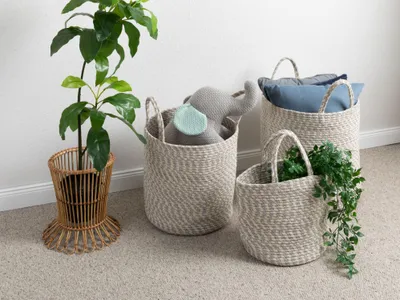 Produktbild von Steffensmeier Tasche Bali | Stauraum | Korb | Wolle | Grau Creme | 40x40 cm