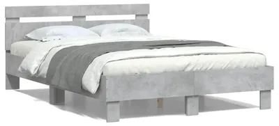 Obrázek produktu pro vidaXL Rám postele s čelem betonově šedý 135x190 cm materiál na bázi dřeva