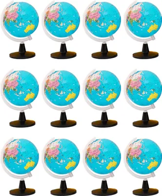 Produktbild von Kinder-Lernglobus Set (12 Stück) – 8,6 cm kleiner drehbarer Globus mit Ständer, Geographie Lernhilfe für Schule & Haus