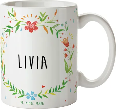 Produktbild von Mr. & Mrs. Panda Kaffeetasse Livia - Geschenk, Tasse, schöne, Kaffeebecher, Becher, Bedruckte