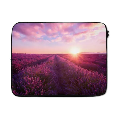 Produktbild von MuchoWow® Laptop Hülle 17 Zoll Laptoptasche Lavendel - Blumen - Frankreich - Zipper - Schutzabdeckung
