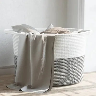 Produktbild von Cloris Designermöbel Wäschekorb Grau und Weiß Ø55x36 cm Baumwolle 2024 Neu