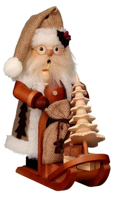Produktbild von Räuchermännchen Weihnachtsmann mit Schlitten - 28,0 cm - Erzgebirge Räuchermann