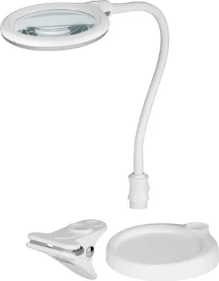 Produktbild von Goobay 44872 LED Stand/Klemm-Lupenleuchte, 6 W, Weiß, 1.5 m - 100 mm Glaslinse, 1,75x Vergrößerung, 3 Dioptrien, 570 Lumen