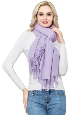 Immagine prodotto di Sciarpa in lana Pashmina da donna, estremamente morbida, color lavanda, 70 x 200 cm